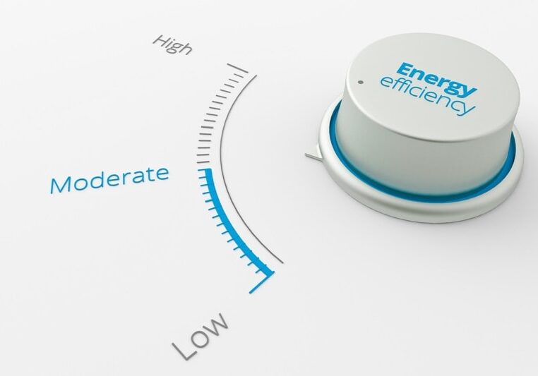 SEER––What Does It Mean? Circle knob with "Energy efficiency" written on it next to a scale of "high